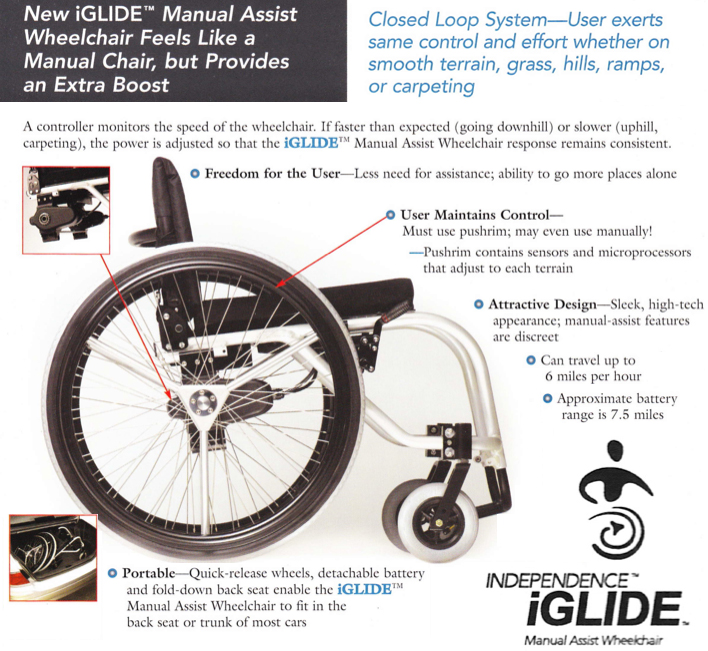 used iglide power-assist wheelchair for sale